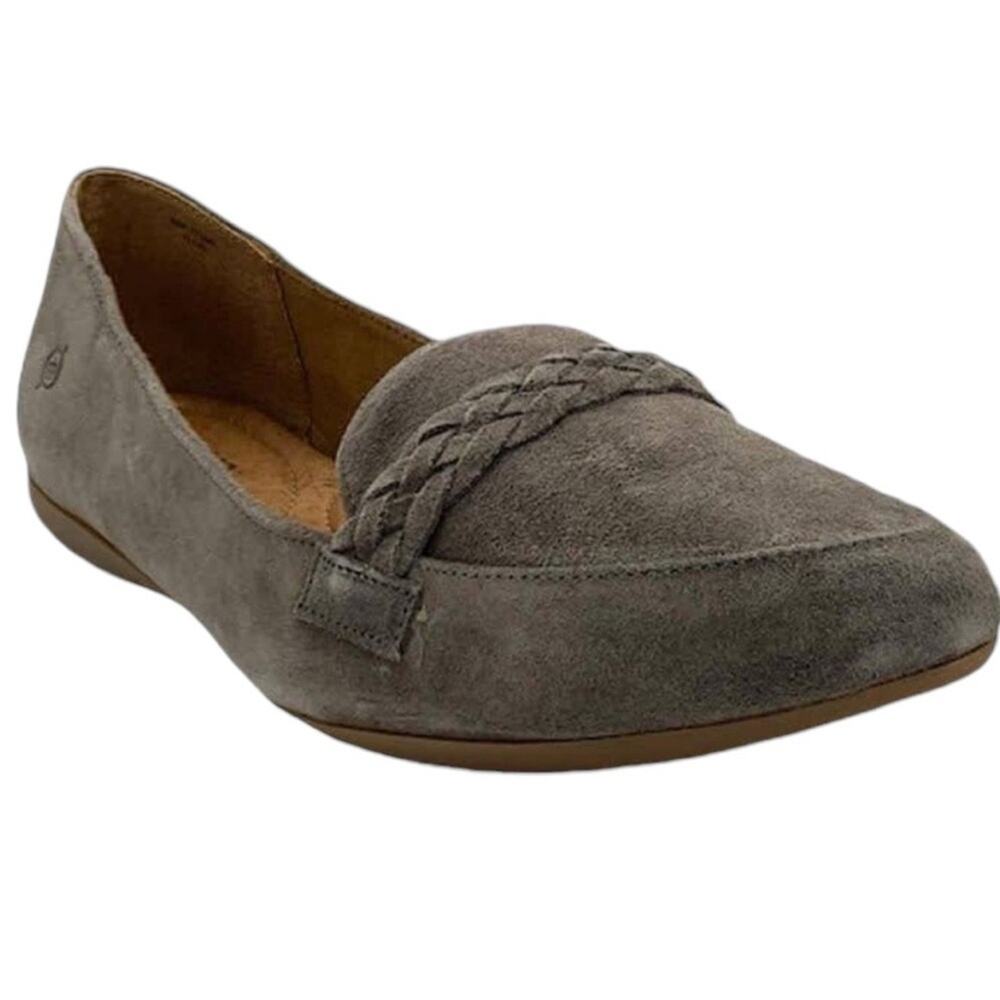 Born Braided Strap Slip-On Suede Loafer Mirror Gray - Size 9.5 Medium